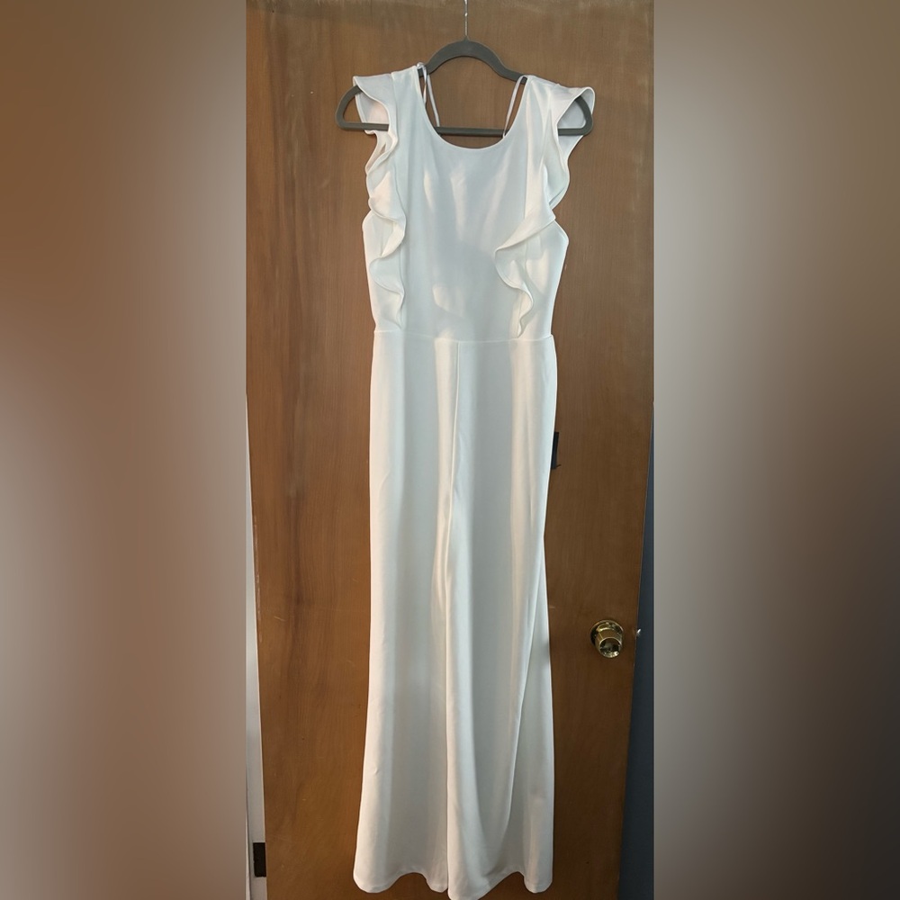 Feel Your Love White Ruffled Wide-Leg Jumpsuit